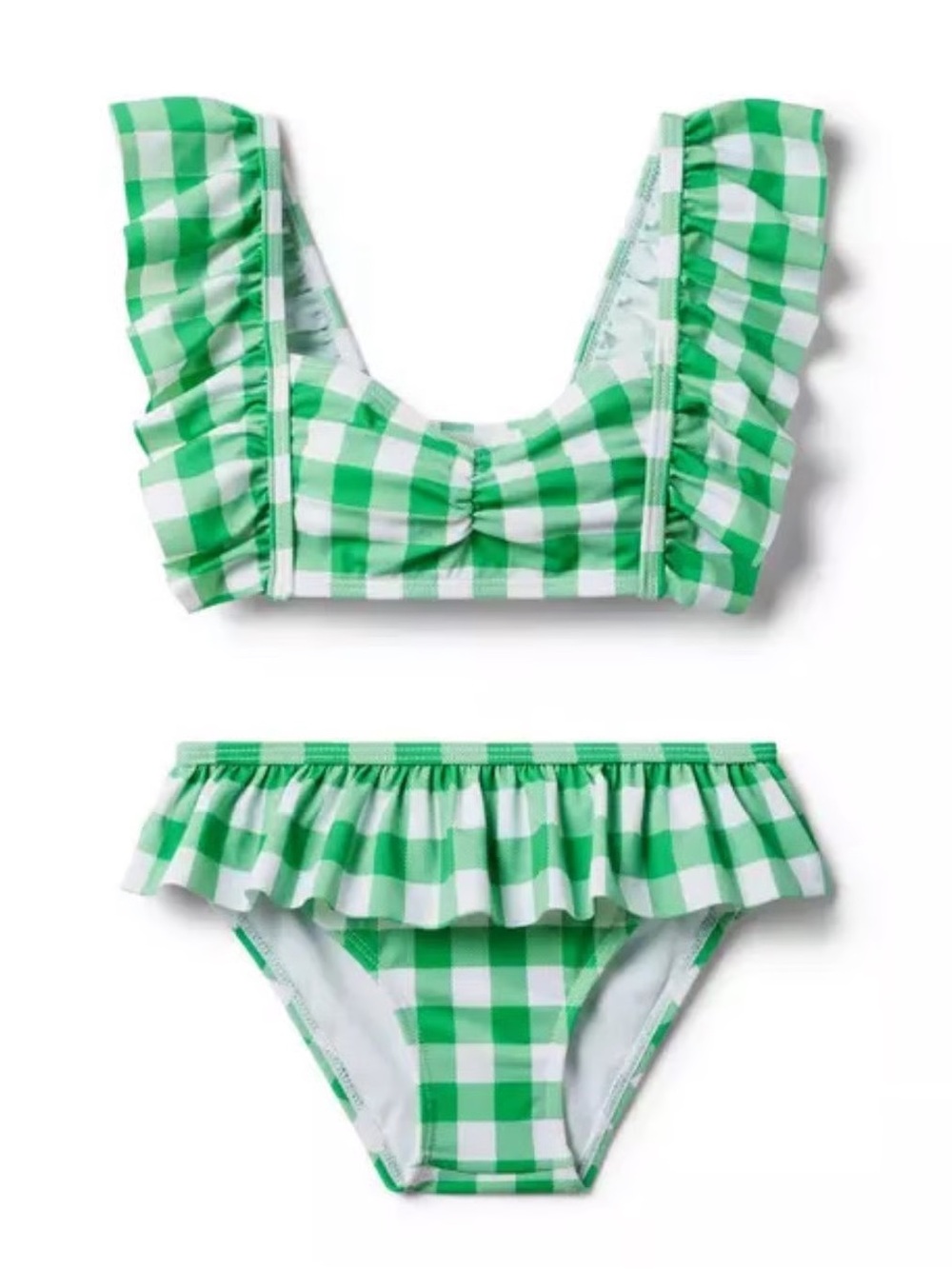Janie and Jack/ Green Gingham Ruffle Two-Piece Swimsuit / Size 7
